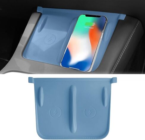 Center Console Wireless Charging Mat Compatible with Tesla Model Y 3 2024 2023 2022 2021Accessories Interior Pad Non-Slip Mat Upgrade Protection Trim Pads Dashboard Decoration Cover Gen 2 (Blue) in Kuwait