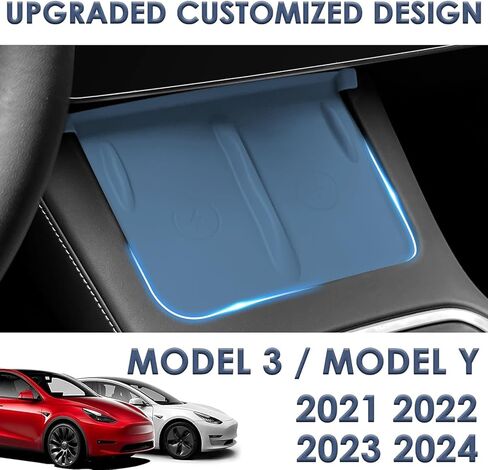 Center Console Wireless Charging Mat Compatible with Tesla Model Y 3 2024 2023 2022 2021Accessories Interior Pad Non-Slip Mat Upgrade Protection Trim Pads Dashboard Decoration Cover Gen 2 (Blue) in Kuwait