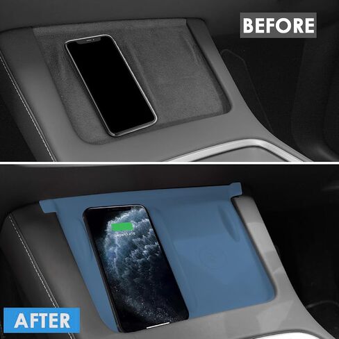 Center Console Wireless Charging Mat Compatible with Tesla Model Y 3 2024 2023 2022 2021Accessories Interior Pad Non-Slip Mat Upgrade Protection Trim Pads Dashboard Decoration Cover Gen 2 (Blue) in Kuwait