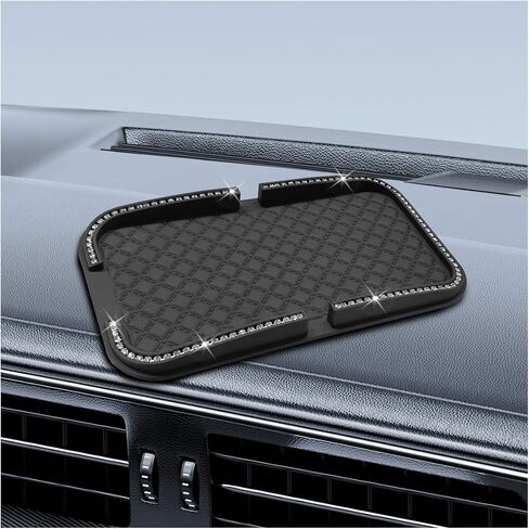 Bling Rhinestone Car Dashboard Non-Slip Mat (Diamond) | Double-Groove Automotive Cell Phone Holder, Reusable Anti-Slip Mat, Vehicle Sticky Pads for Keys, Coins, Cards, Sunglasses in Saudi Arabia