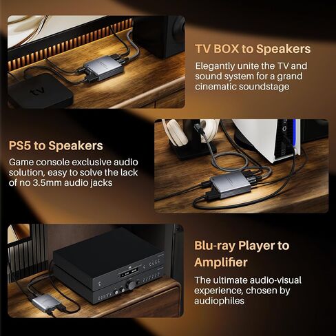 WARRKY 4K HDMI Audio Extractor, Convert HDMI to Optical S/PDIF and 3.5mm Aux RCA, [Supports Dolby Atmos Digital Plus, DTS], for TV Fire Stick, Speakers, PS5, Blu-ray Player, Amplifier, Headphones in Kuwait