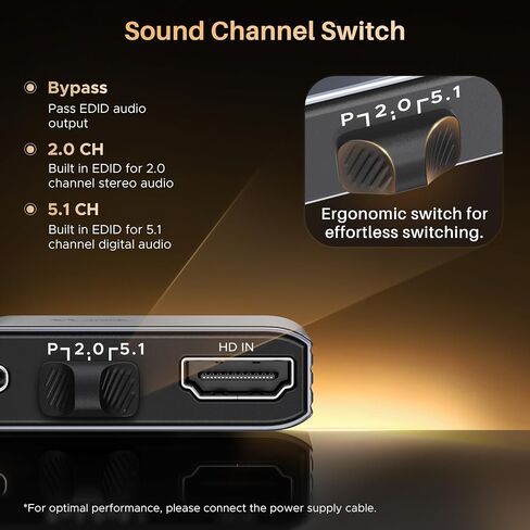 WARRKY 4K HDMI Audio Extractor, Convert HDMI to Optical S/PDIF and 3.5mm Aux RCA, [Supports Dolby Atmos Digital Plus, DTS], for TV Fire Stick, Speakers, PS5, Blu-ray Player, Amplifier, Headphones in Kuwait