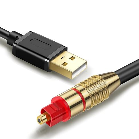 USB to Optical SPDIF Toslink Audio Adapter for Windows MacOS | Works on Windows & MacOS Systems, One-way from USB to Optical, Not for TV, Not Support 5.1 Surround Sound, No Driver Required in Kuwait