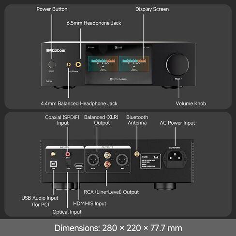 DAC-A8 ‌II HiFi DAC,Headphone Amplifier,Dual ES9039PRO,DSD512 32Bit/768kHz,MQA,Dual Femtosecond Clocks,Coaxial,Optical,HDMI-IIS,Bluetooth 5.4,RAC,XLR,Airplay2 in Saudi Arabia