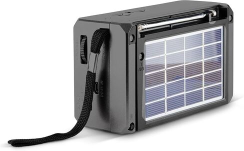 QFX R-37 6-Band (AM, FM, SW1 - SW4) Bluetooth LED Flashlight Solar Radio (2021 Model) | LED Flashlight, 5V USB Charging Port, USB Charging Cord, TF/USB Inputs, Telescoping Antenna in Kuwait