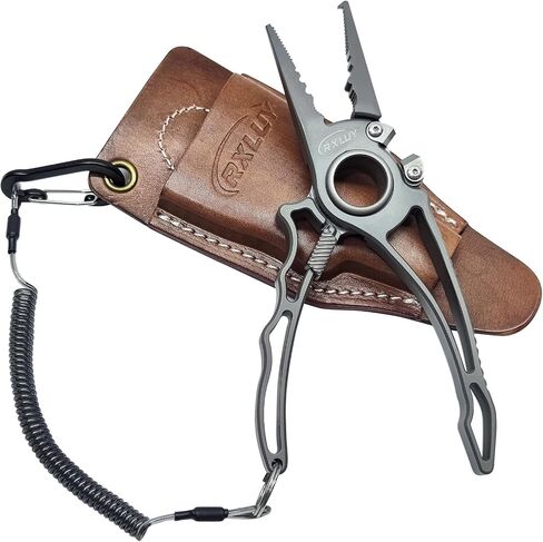 Titanium Fishing Pliers, Premium Saltwater Fishing Gear, Tungsten Cutters, Split Ring Hook Remover, Fish Plier Holster with Retractable Lanyard, Ice Sea Fishing Kit Gifts for Men (with Lock) in Saudi Arabia