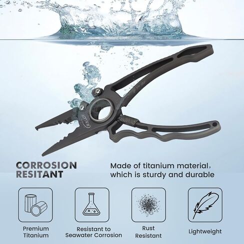 Titanium Fishing Pliers, Premium Saltwater Fishing Gear, Tungsten Cutters, Split Ring Hook Remover, Fish Plier Holster with Retractable Lanyard, Ice Sea Fishing Kit Gifts for Men (with Lock) in Saudi Arabia