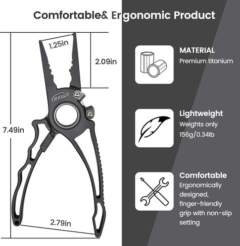 Titanium Fishing Pliers, Premium Saltwater Fishing Gear, Tungsten Cutters, Split Ring Hook Remover, Fish Plier Holster with Retractable Lanyard, Ice Sea Fishing Kit Gifts for Men (with Lock) in Saudi Arabia