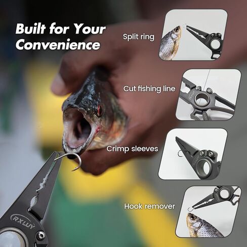 Titanium Fishing Pliers, Premium Saltwater Fishing Gear, Tungsten Cutters, Split Ring Hook Remover, Fish Plier Holster with Retractable Lanyard, Ice Sea Fishing Kit Gifts for Men (with Lock) in Saudi Arabia