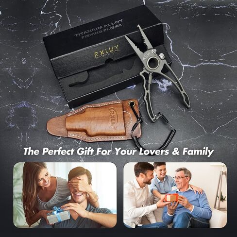 Titanium Fishing Pliers, Premium Saltwater Fishing Gear, Tungsten Cutters, Split Ring Hook Remover, Fish Plier Holster with Retractable Lanyard, Ice Sea Fishing Kit Gifts for Men (with Lock) in Saudi Arabia