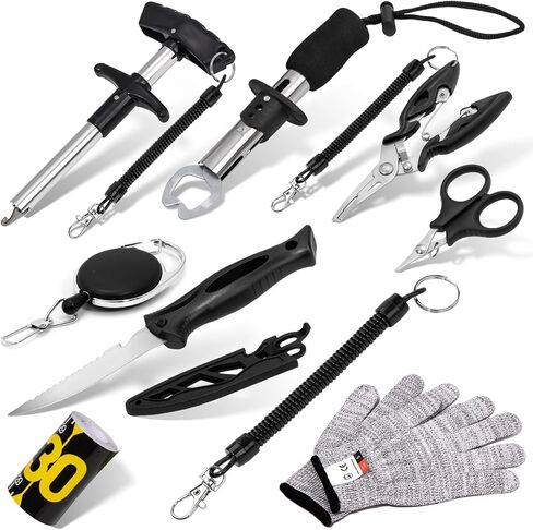 13-in-1 Fishing Multi-Tool Kit with Pliers, Fillet Knife, Lip Gripper, Scissor, Hook Remover - Fly, Ice, Saltwater & Freshwater Fishing for Serious Angler in Saudi Arabia