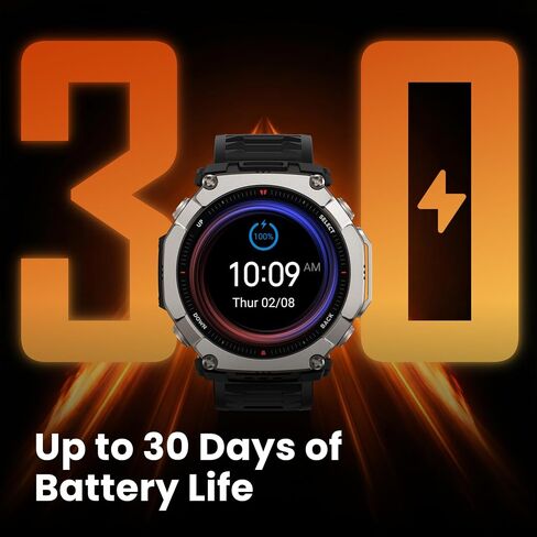 Amazfit T-Rex Ultra 2 Smart Watch, 1.5" AMOLED Sapphire Glass, iOS/Android | 51mm, 30-Day Battery, Dual-Band GPS, Flashlight, Titanium Case, Water-Resistant, Rugged/Miltiary Style, Offline Maps in Saudi Arabia
