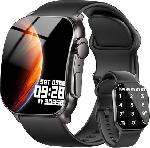 Smart Watch for Men, 2.01" AMOLED Curved HD Screen Smart Watch, Fitness Tracker with 24/7 Heart Rate/Sleep Monitor, IP68 Waterproof Running Watch, Compatible with iOS & Android for Daily Workout Black in Saudi Arabia