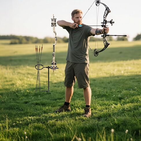 Bow Stake with 360 Degree Adjustable Rotating Fork and Arrow Ring Strong Bow Arrow Bracket for Recurve/Compound Bow in Saudi Arabia