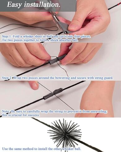 TOPARCHERY 4 Pcs Bow String Whiskers Silencers Reduce String Noise and Vibration for Recurve Compound Bow Longbows Archers Beginners Black Grey in Saudi Arabia