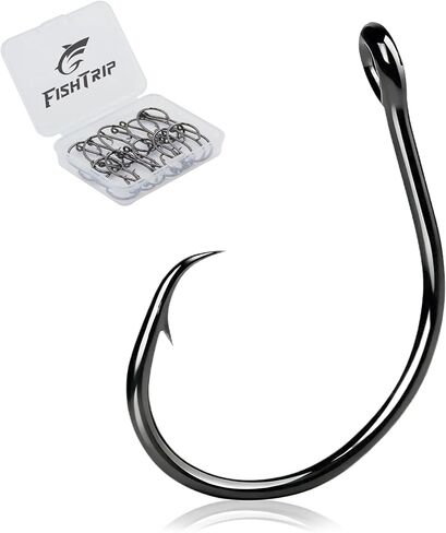 FishTrip 25Pcs Inline Circle Hooks, Fishing Catfish Hooks for Saltwater in Kuwait