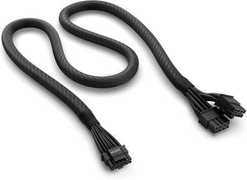 NZXT 12VHPWR Adapter Cable - 12+4-Pin (16-Pin) 12HVPWR to Dual 8-Pin PCIe - Compatible with NVIDIA 40 Series Graphics Cards and Existing NZXT ATX 2.X PSUs (PA-xG1BB) - Rated for 600 Watts - Black in Saudi Arabia