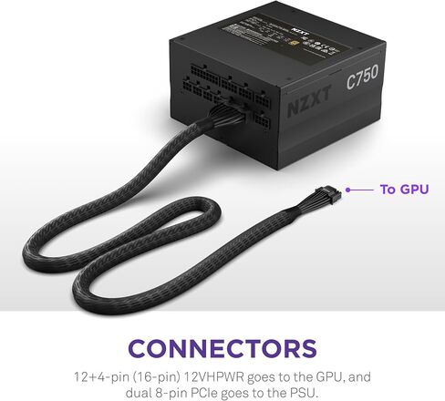 NZXT 12VHPWR Adapter Cable - 12+4-Pin (16-Pin) 12HVPWR to Dual 8-Pin PCIe - Compatible with NVIDIA 40 Series Graphics Cards and Existing NZXT ATX 2.X PSUs (PA-xG1BB) - Rated for 600 Watts - Black in Saudi Arabia
