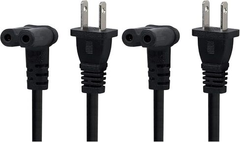 TV Power Cord 6-Feet US 2 Prong to IEC 320 C7(Figure 8) Right Angle-Down Angle AC Power Cord, Upward Downward Angled Figure 8 (C7) Replacement Cord in Saudi Arabia