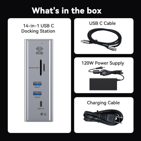 TobenONE USB C Laptop Docking Station 3 Monitors, Triple 4K DisplayLink | 120W Power Adapter, 3X HDMI, 5X USB, Gigabit Etherne, for MacBook M1-M5/Windows Owners,Professional Multitasking,Home Office in Saudi Arabia