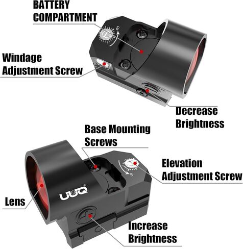 UUQ EagleC28 Reflex Sight, Shake Awake, RMR Footprint, 1x26mm Round Lens | 3MOA Red Dot Sight,10 Brightness Setting,IPX7 Waterproof,1200G Shockproof with Picatinny Base & Universal Adapter in Saudi Arabia