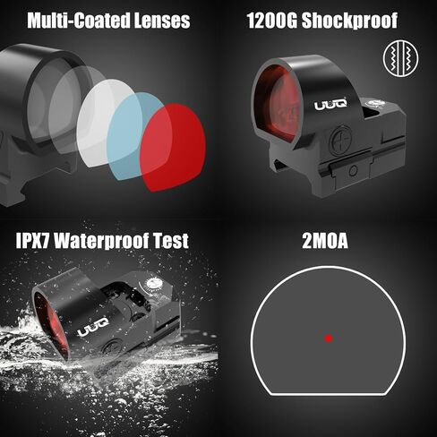 UUQ EagleC28 Reflex Sight, Shake Awake, RMR Footprint, 1x26mm Round Lens | 3MOA Red Dot Sight,10 Brightness Setting,IPX7 Waterproof,1200G Shockproof with Picatinny Base & Universal Adapter in Saudi Arabia