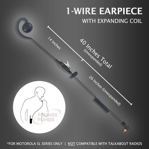 PROMAXPOWER 1-Wire C-Shape Swivel Earpiece Headset with in-Line Mic & PTT Button for Motorola Two-Way Radios SL300, SL3500e, SL4000, SL7550e, SL7580, SL8550e, SL1K, Curve in Kuwait
