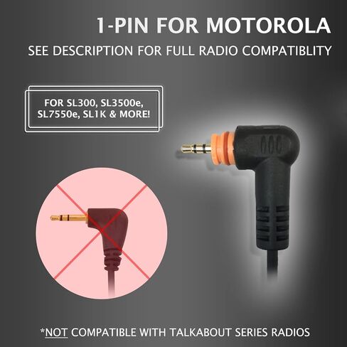 PROMAXPOWER 1-Wire C-Shape Swivel Earpiece Headset with in-Line Mic & PTT Button for Motorola Two-Way Radios SL300, SL3500e, SL4000, SL7550e, SL7580, SL8550e, SL1K, Curve in Kuwait
