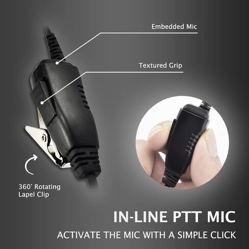 PROMAXPOWER 1-Wire C-Shape Swivel Earpiece Headset with in-Line Mic & PTT Button for Motorola Two-Way Radios SL300, SL3500e, SL4000, SL7550e, SL7580, SL8550e, SL1K, Curve in Kuwait