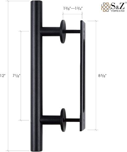 S&Z TOPHAND 54in x 80in Unfinished British Brace Knotty Barn Door with 10FT Sliding Door Hardware Kit/Solid Wood/Sliding Door/Double Surfaces/Simple Assembly is Required(54, Big Wheel Matte Black) in Saudi Arabia