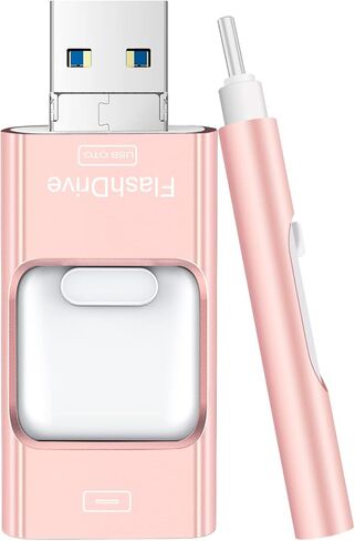Flash Drive for Phone 256GB, 4 in 1 USB Type C Memory Stick, Photo Stick External Storage Thumb Drive for Phone Pad Android Computer, Sky Blue in Saudi Arabia