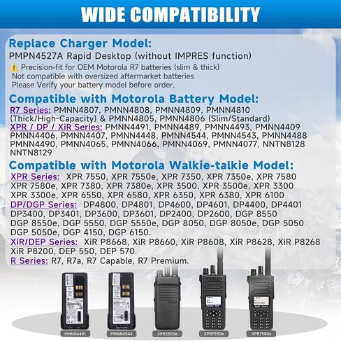 R7 XPR7550e Rapid Charger PMPN4527A Replacement for Motorola 2-Way Radio | Smart desktop charger fits XPR7350e XPR3500e DP4400 DP4401 DP4801 XiR P8668 PMNN4807 PMNN4808 PMNN4491 PMNN4544 battery in Saudi Arabia