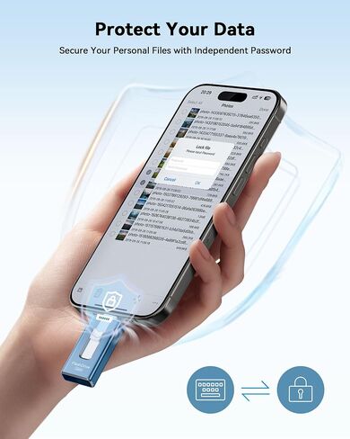 MFi Certified Flash Drive for iPhone iPad 256GB, Photo Stick for External Memory Storage, Easily Back Up and Save Photos Videos, USB Memory Stick Thumb Drive for iPhone/iPad/Android/PC (Sky Blue) in Saudi Arabia