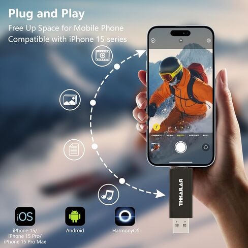 Thkailar 1TB USB 3.2 Flash Drive,USB C & A Dual Thumb Drive Up to 400MB/s | Fast Back Up for iPhone 15,Android, Mac and PC Store photos, 4K videos, documents and large files with ease in Saudi Arabia