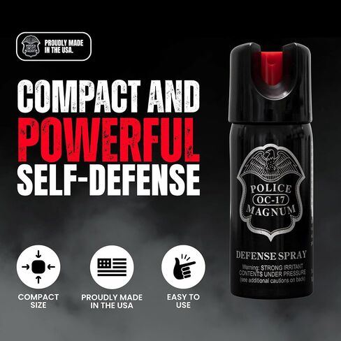 POLICE MAGNUM Pepper Spray- Portable Self Defense- Made in The USA- Maximum Strength-16ft Range- 2oz Twist Lock (3 Pack) in Saudi Arabia