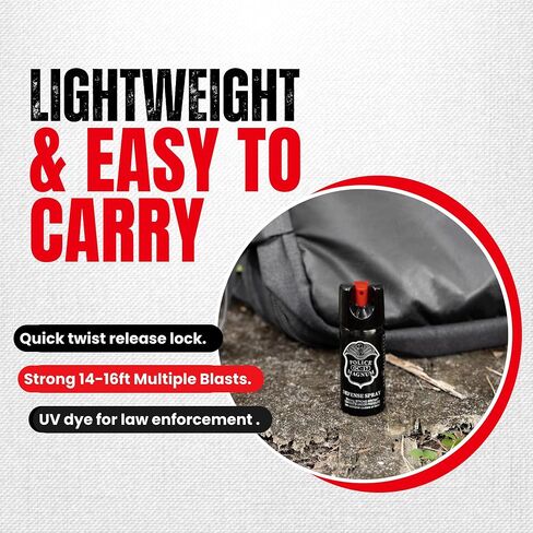 POLICE MAGNUM Pepper Spray- Portable Self Defense- Made in The USA- Maximum Strength-16ft Range- 2oz Twist Lock (3 Pack) in Saudi Arabia
