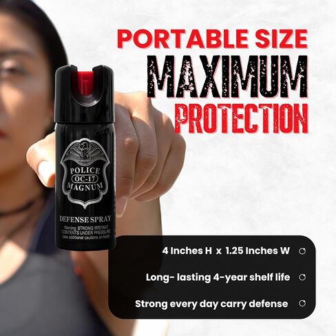POLICE MAGNUM Pepper Spray- Portable Self Defense- Made in The USA- Maximum Strength-16ft Range- 2oz Twist Lock (3 Pack) in Saudi Arabia
