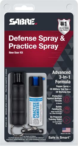 SABRE 3-in-1 Defense Spray – Pepper Spray, Tear Gas & UV Dye, Quick Release Keychain for Easy Carry, Finger Grip for Aim, 3X Longer Spray Time (Up to 10 Seconds), Max Police Strength, 0.54 fl oz in Saudi Arabia