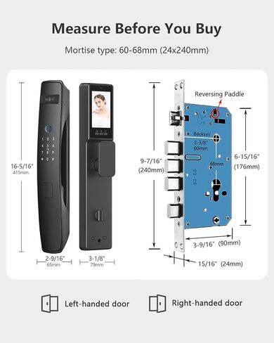 3D Face Recognition Smart Lock with Dual Cameras & Doorbell | Face ID + Palm Vein + Fingerprint, 2-Way Video, 4" IPS Screen, Night Vision, Tamper Alarm, WiFi Mortise Lock for Front Door in Kuwait