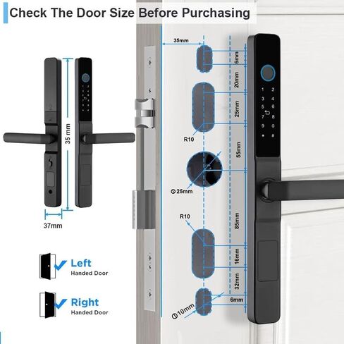 Smart Door Lock with Handle, 5-in-1 Keyless Entry for Aluminum & Wooden Doors, Fingerprint, TTLock App Control, Digital Keypad, IC Card Access, Waterproof, Built-in Doorbell (Aluminum, Deadbolt) in Saudi Arabia