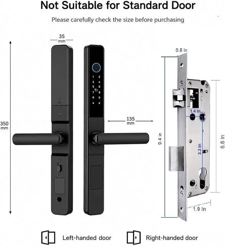 Smart Door Lock with Handle, 5-in-1 Keyless Entry for Aluminum & Wooden Doors, Fingerprint, TTLock App Control, Digital Keypad, IC Card Access, Waterproof, Built-in Doorbell (Aluminum, Deadbolt) in Saudi Arabia