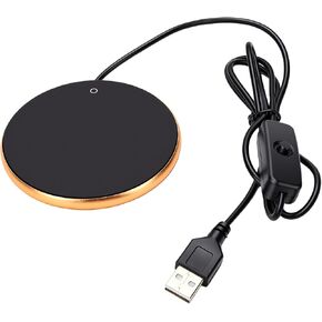 USB Mug Warmer with Wired Switch, Low Power Even Heating for | Aluminum Alloy Tempered Glass, 8-10W Desk Warmer for Milk, Enzymes, Tea, Compact 3.2in Diameter for Travel in Kuwait