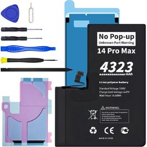 No Pop-up ‘Unknown Part’ Warning for iPhone 14 Pro Max Diagnostic Battery, Truthfully Rated 4323mAh Battery Replacement for iPhone 14 Pro Max with Full Tool Kit in Kuwait