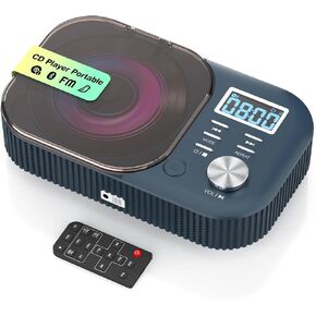 MONODEAL CD Player Portable, White Noise Portable CD Player with Bluetooth | Dual Stereo Speakers FM Radio/USB/AUX,Remote Control,4000mAh Rechargeable CD Players for Car/Home Navy Blue in Kuwait