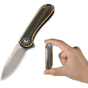 CIVIVI Mini Elementum Pocket Knife, 1.83" 14C28N Blade Small folding Knife | Keychain Carry EDC Flipper Folding Knife, Brass and Stainless Steel Handle, Frame Lock, 4.33" Overall Length C18062Q-1 in Saudi Arabia