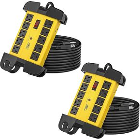 CRST 10-Outlet Heavy Duty Power Strip Metal Surge Protector, 15A, 15FT Cord | 2800 Joules Surge Protection, ETL Listed, Extension Cord Power Strip for Garden, Kitchen, Office, School in Saudi Arabia