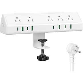 شريط طاقة بمشبك مكتب Jgstkcity، محطة شحن سريعة 45 وات، 4 USB-C، 4 USB-A، واقي من زيادة التيار على المكتب، سلك تمديد 1875 وات مع منافذ متعددة، مدرج في قائمة ETL، لغرفة النوم في المكتب المنزلي | 4 USB-C، حامل على الحافة، سلك تمديد 1875 وات، مفتاح 15 أمبير،  in Kuwait
