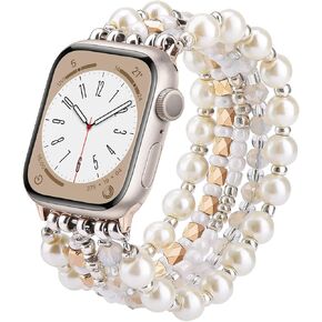 VISOOM Beaded Bracelet Compatible for Apple Watch Band 42mm/40mm/38mm/41mm Series 11 10 9 8 7 SE Series 6/5/4 Women Fashion Cute Handmade Pearl Stretchy Watch Strap for iWatch Bands Series 3/2/1 in Kuwait