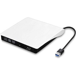 External Blu Ray DVD CD Drive | USB 3.0 3D DVD Player Portable DVD CD Burner/Writer/Reader BD-ROM for PC Computer Notebook (White) in Saudi Arabia