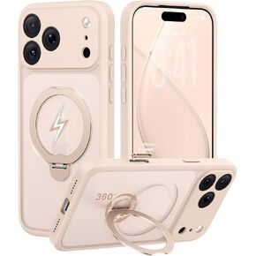 GolbinBox 360° Spin Magnetic Stand for iPhone 17 Pro Max Case, [Compatible with MagSafe] [Full Camera Protection] [16FT Military Drop Protection], Slim Translucent Matte Phone Case, Rose Gold in Saudi Arabia